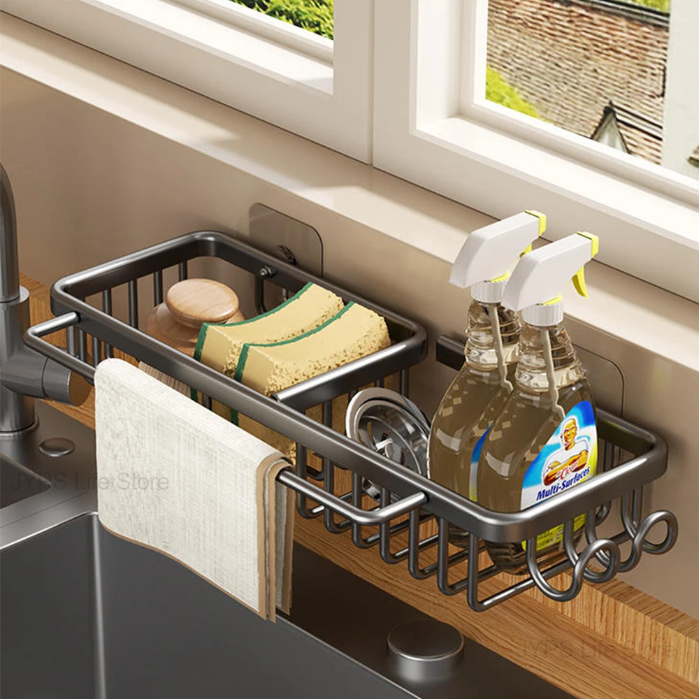 Kitchen Sink Drain Rack Organizer Self-draining Sink Shelf Soap Sponge Holder Dishcloth Towel Rack Filter Basket ﻿Bathroom Rack