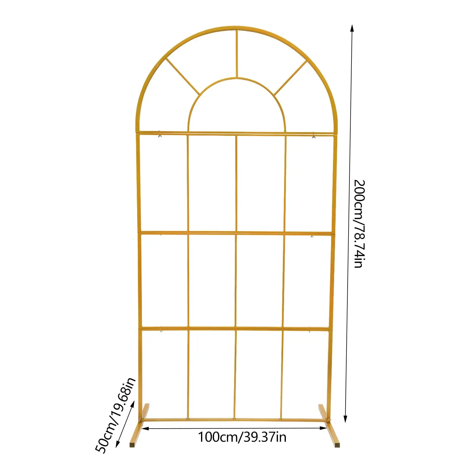 حامل خلفية على شكل قوس الزفاف، حامل خلفية ذهبي معدني 3.3 × 6.6 قدم، حامل قوس بالون معدني للحديقة لحفلات الزفاف