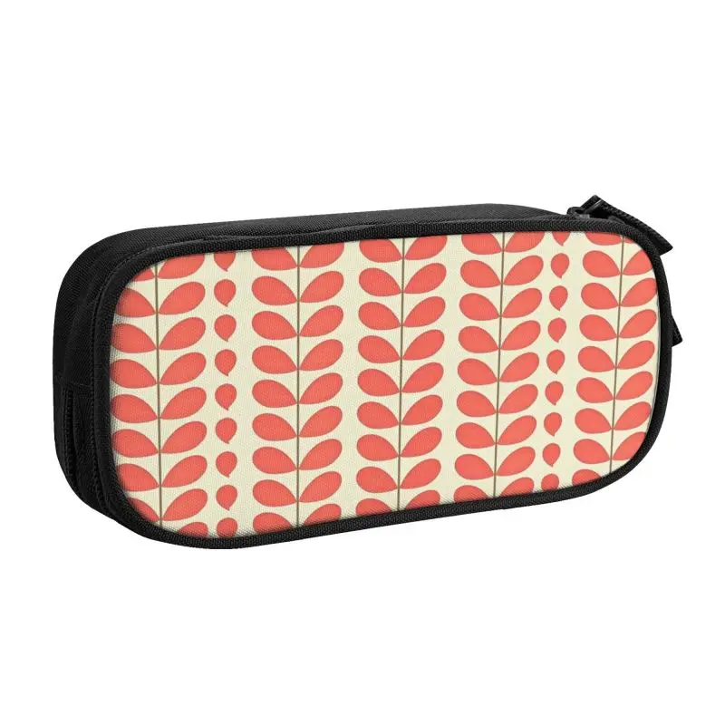 Custom Orla Kiely Red Abstract Pencil Cases for Girl Boy Large Capacity Geometric Mid Century Modern Pen Box Bag Stationery