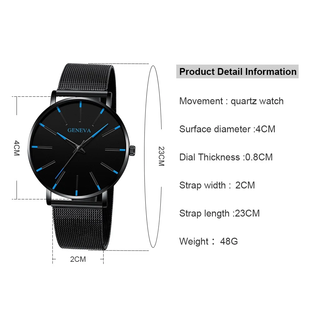 Kegllect 5szt. Ultra cienki męski zegarek ze stali nierdzewnej siateczkowy pasek kolorowe zegarki kwarcowe