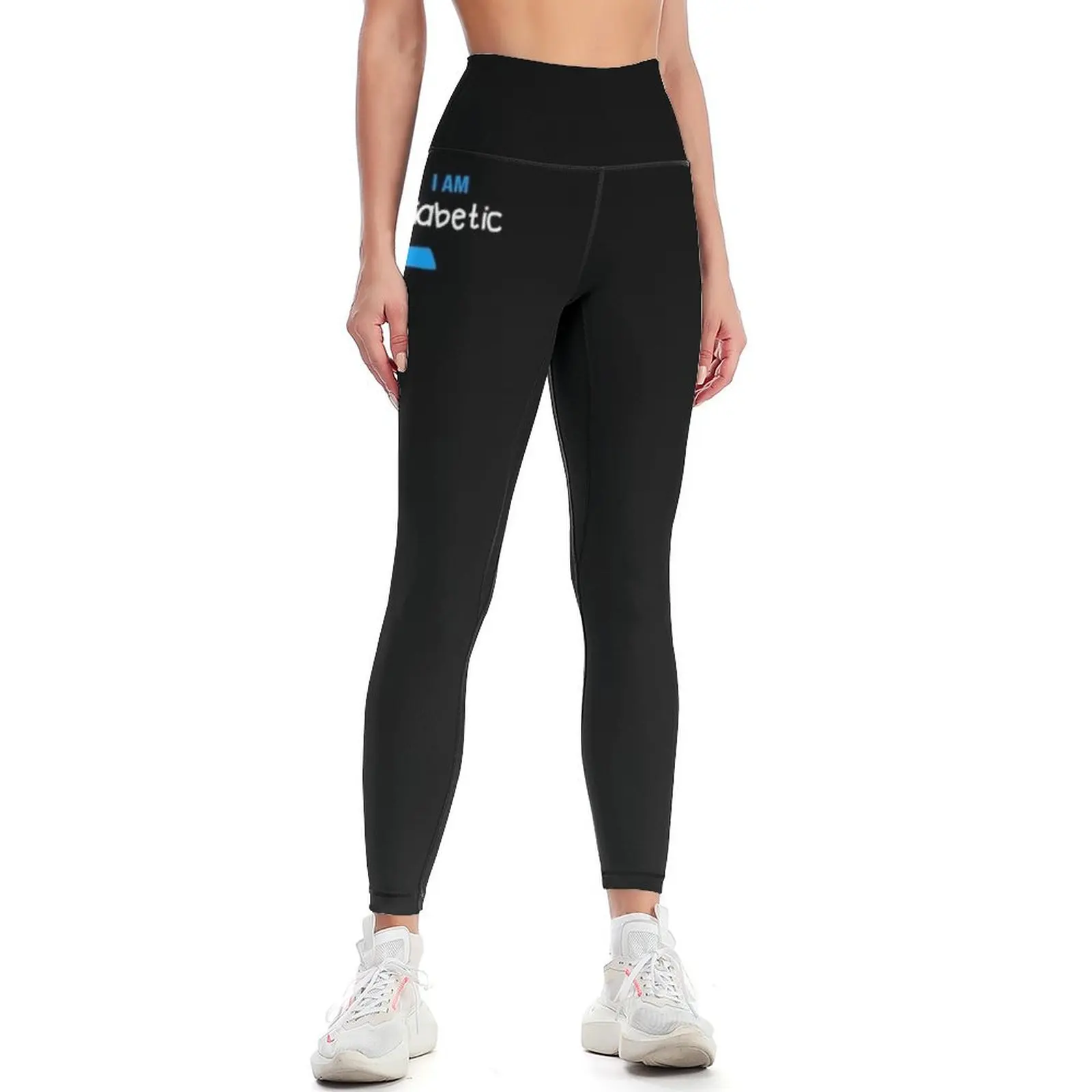 Leggings de cintura alta feminina, Sportswear feminino, calças justas de consciência do diabetes