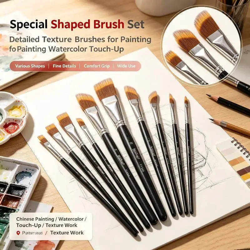 4Pcs Single Flat Paint Brushes ,Artist Paintbrushes for Acrylic Oil Watercolor Painting, Premium Nylon Painting Brushes Set