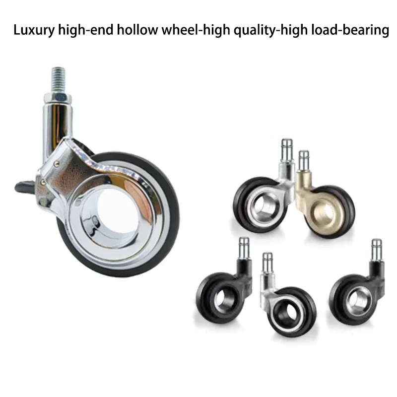 5-Pc 2.5-inch  Screw M6/8/10/11 High-end Luxury Anti-entanglement Aluminum Alloy Swivel Casters For Office Chairs, Gaming Chairs