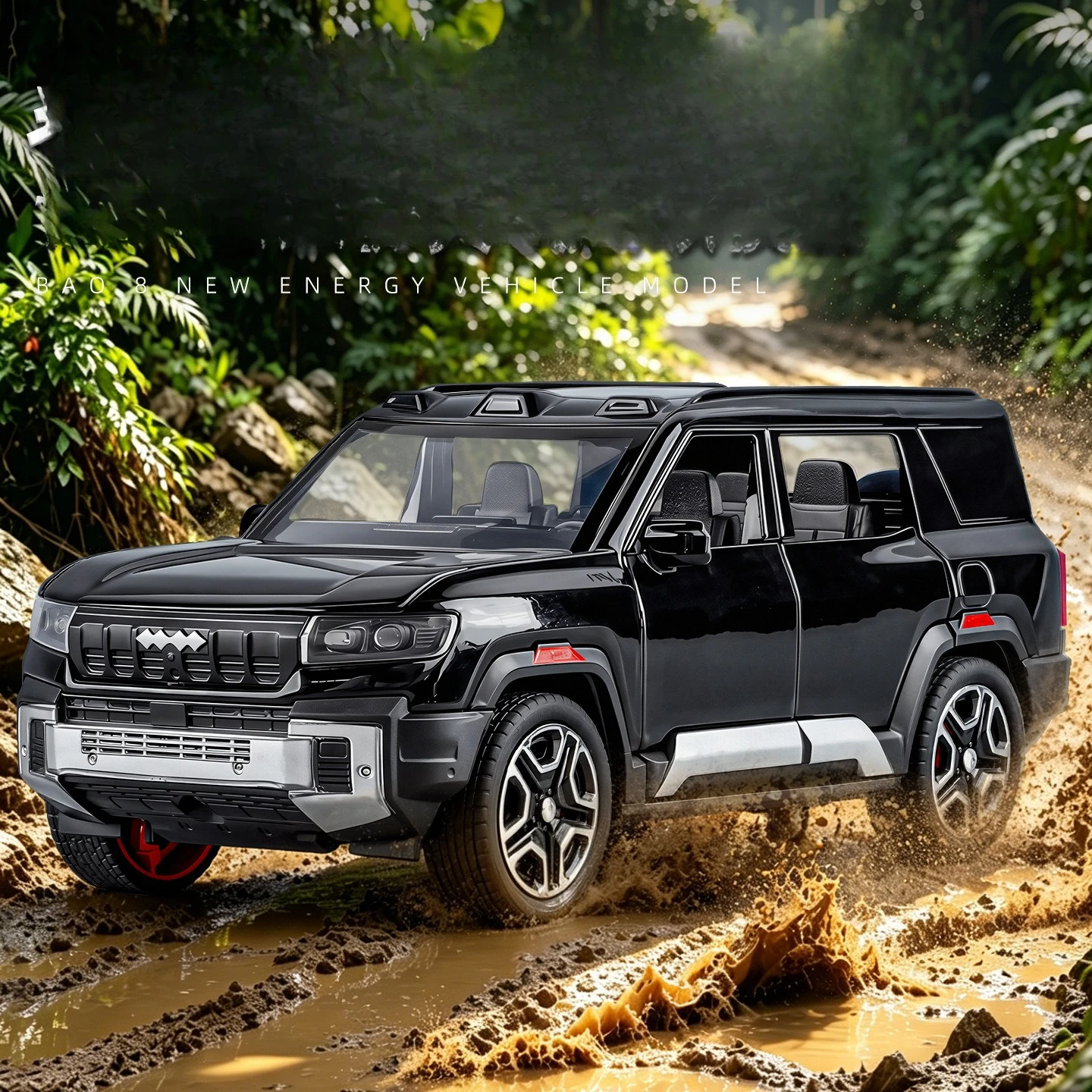 1:32 Nouveau modèle de voiture tout-terrain Leopard 8 en alliage, avec fonction de rappel sonore et lumineux, véhicule à énergie nouvelle domestique, modèle moulé sous pression en alliage