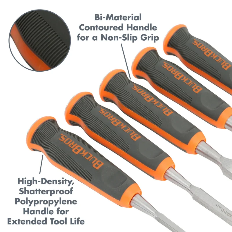 Buck Bros. 74750 5 Piece Comfort Grip Wood Chisel Set-W