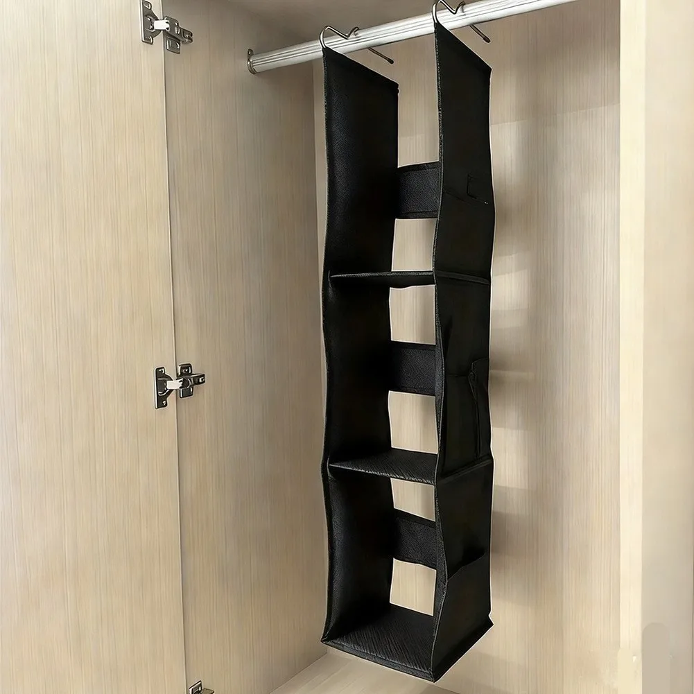 Hanging Storage Solution with 3-Tier Design and Six Segmented Areas Optimized for T-Shirts Towels Underwear Sweaters and Shoes