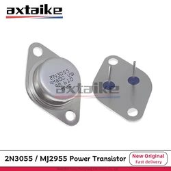 5PCS 2N3055 MJ2955 15A 60V 115W TO-204 TO-3 DIP 2Pin 2N3055G MJ2955G Silicon NPN PNP Power Transistor