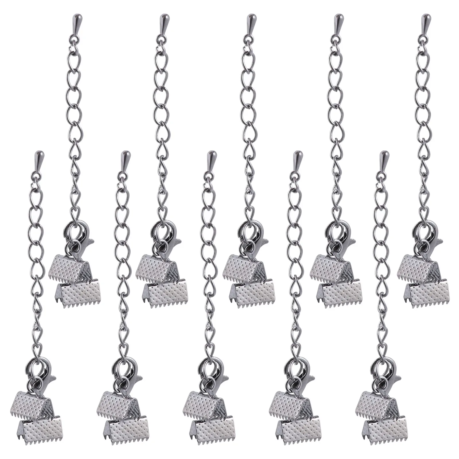

20 Pcs Iron Clip Buckles Ribbon Ends Fixed Jewelry Crimps Lobster Clasps Craft Supplies Durable Sturdy Small Waterdrop Tail