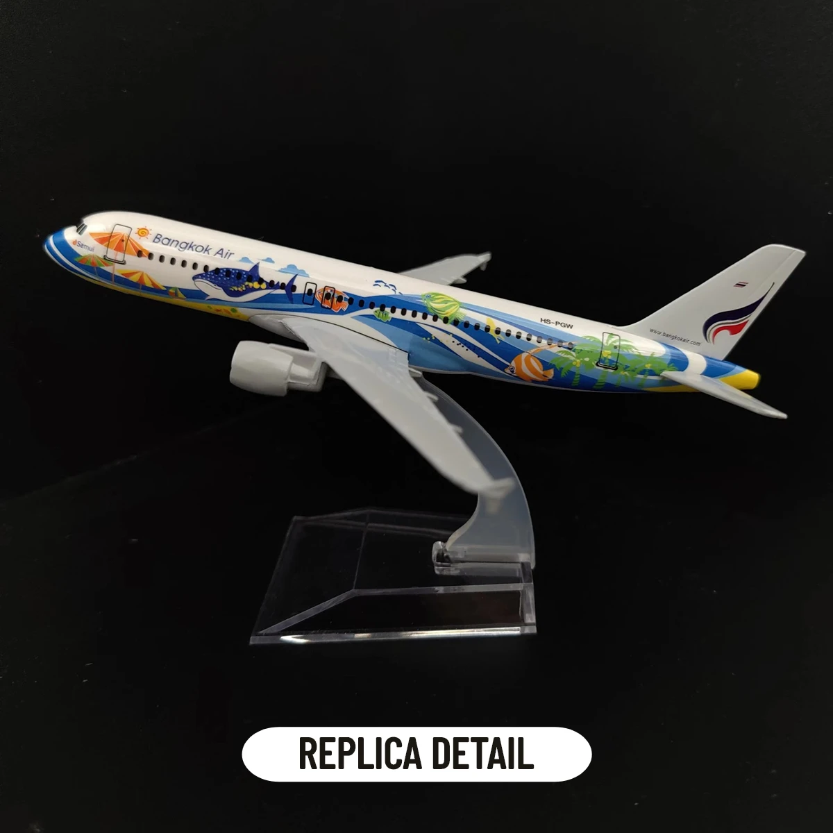 Scale 1:400 Metal Airplane Replica Bangkok Air Asia Airline Aircraft Diecast Aviation Miniature Kids Toys Model for Boys Girls