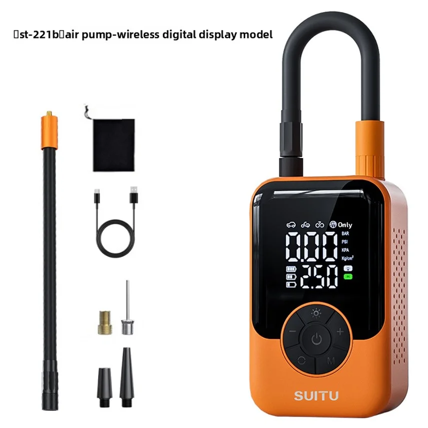 Wireless Portable High-pressure Electric Air Pump For Cars, Car Air Compressor With Dual Screen Tire Pressure Gauge