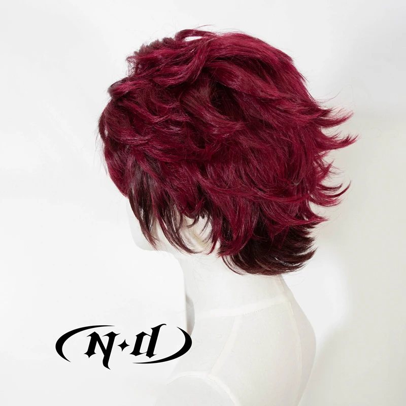 Peluca de Cosplay ND Tanjiro Kamado, peluca de pelo Demon Slayer de Anime, resistente al calor para fiesta de disfraces Comic Con Coser