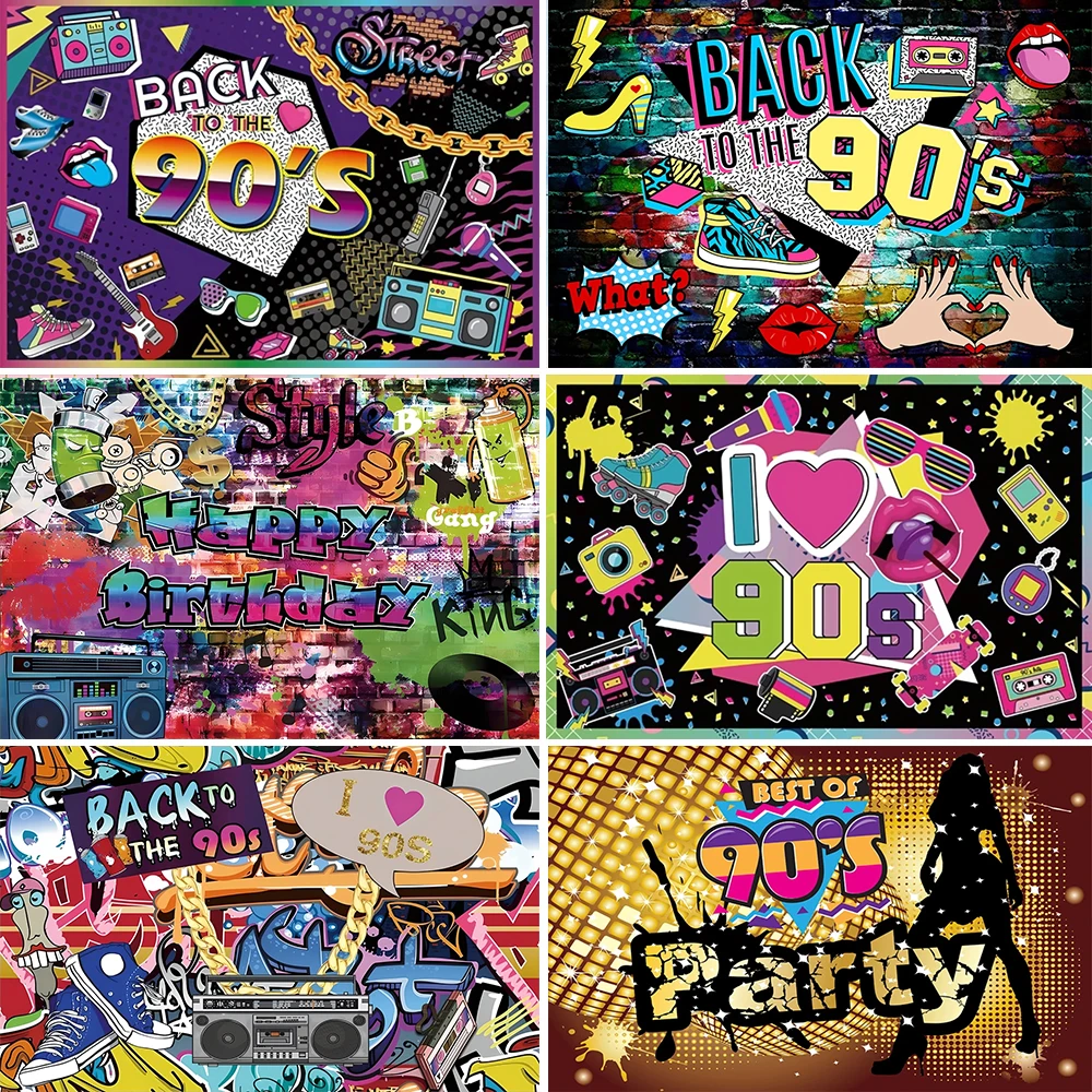 80s 90s Disco Fever Dancer Theme Radio Skateboard Graffiti Birthday Party Background Let 's Glow Crazy in the Dark Photo Banner