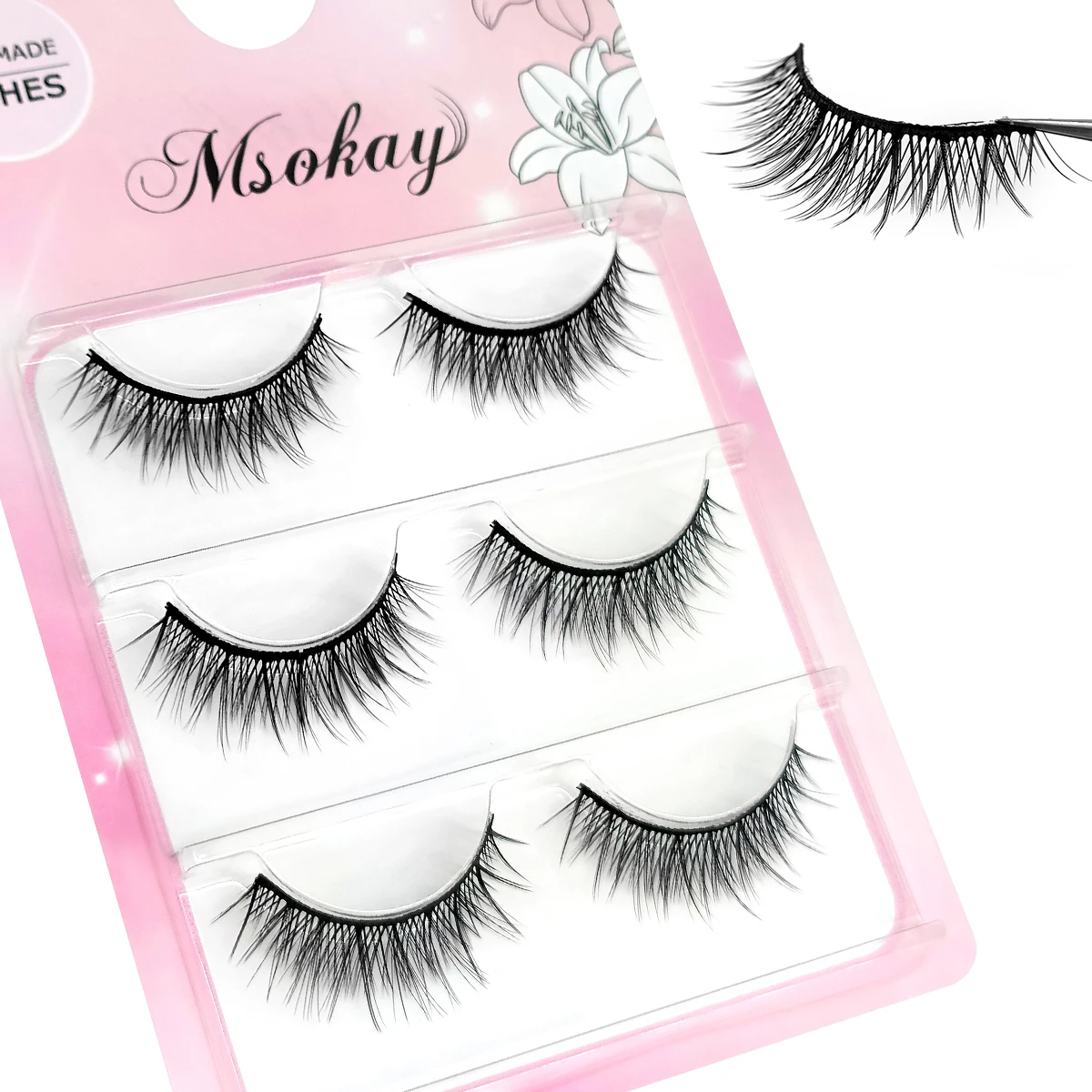 3 Pairs/Case 3D Natural Fiber False Eyelashes Fluffy Black Eye Lashes 5D Natural Cils Daily Makeup Lashes