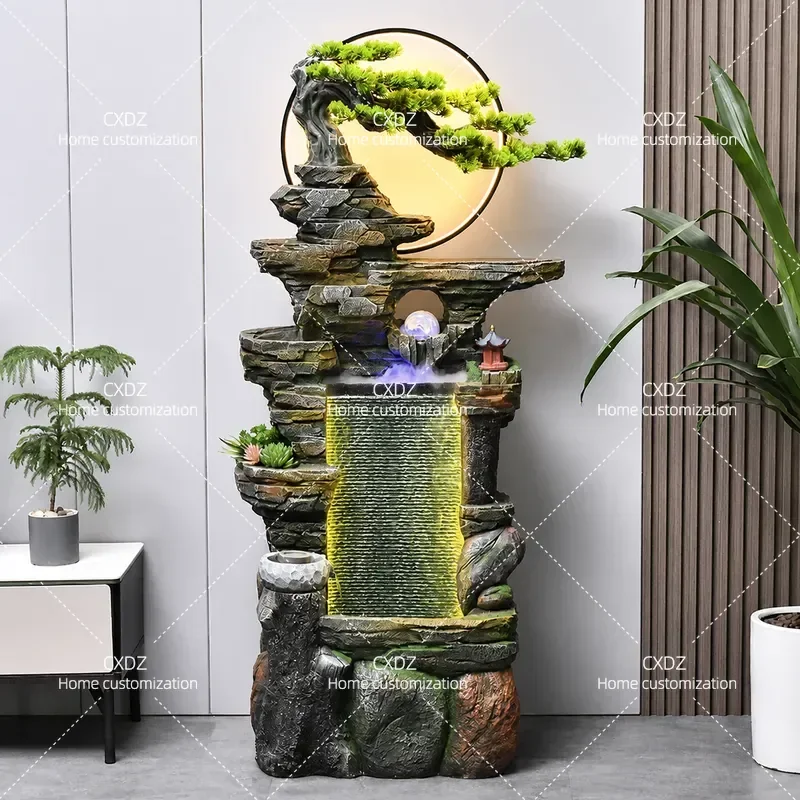 Rockery Flowing Water Fountain Ornament for Office Living Room Circulating Water Landscape Alpine Floor Decoration