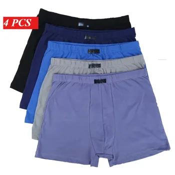 100% algodón 4 Uds Boxer para hombre lote de calzoncillos sueltos grandes cortos de algodón ropa interior de talla grande para hombres calzoncillos Boxer 8XL 9XL 10XL
