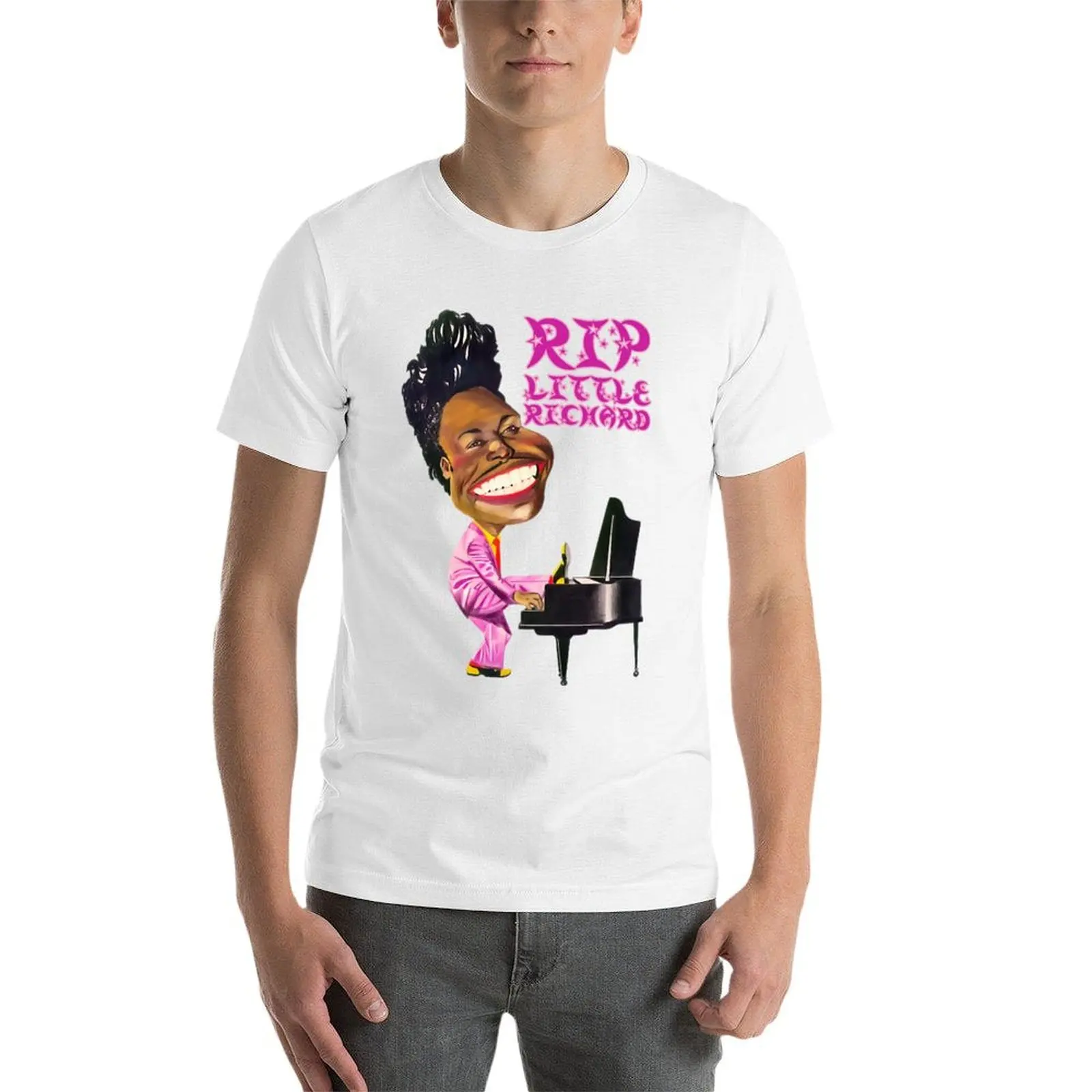 تي شيرت Rip Little Richard تي شيرت رجالي عادي تي شيرت للرجال جرافيك مضحك تي شيرت