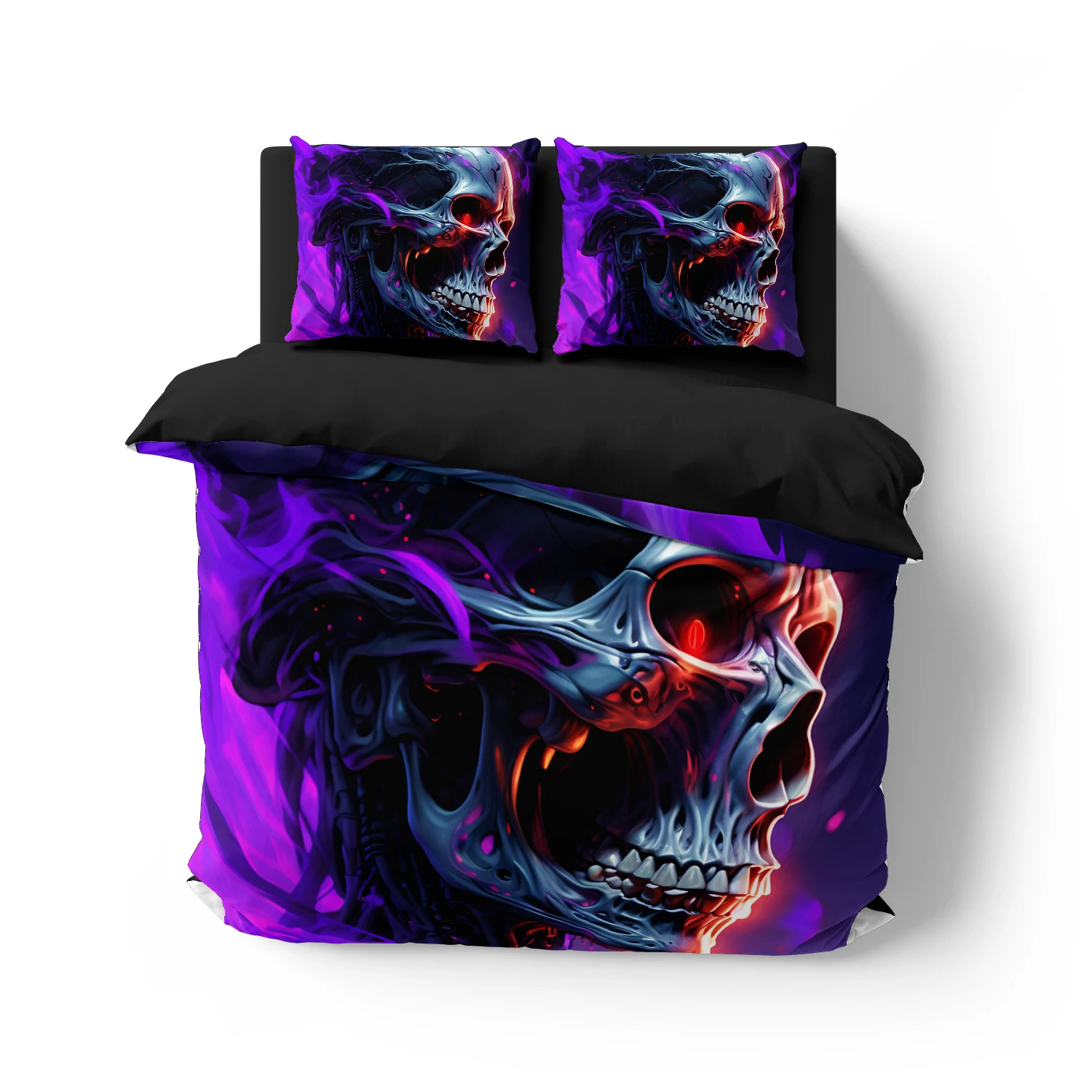 purple Skeleton Skull Bedding Set Qulit Cover 3d Duvet Cover Gothic Comforter Cover Twin Full Queen King Single Size Halloween