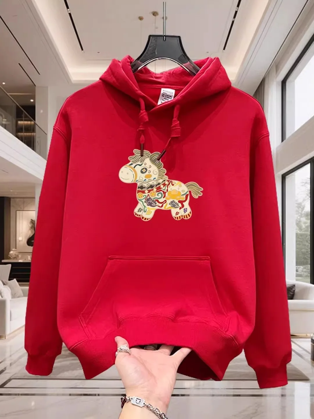 

Толстовка большого размера 300 Pou 2026 New Year Hoodie ex Spring Heavyweight из чистого хлопка, повседневная, удобная, верхняя одежда