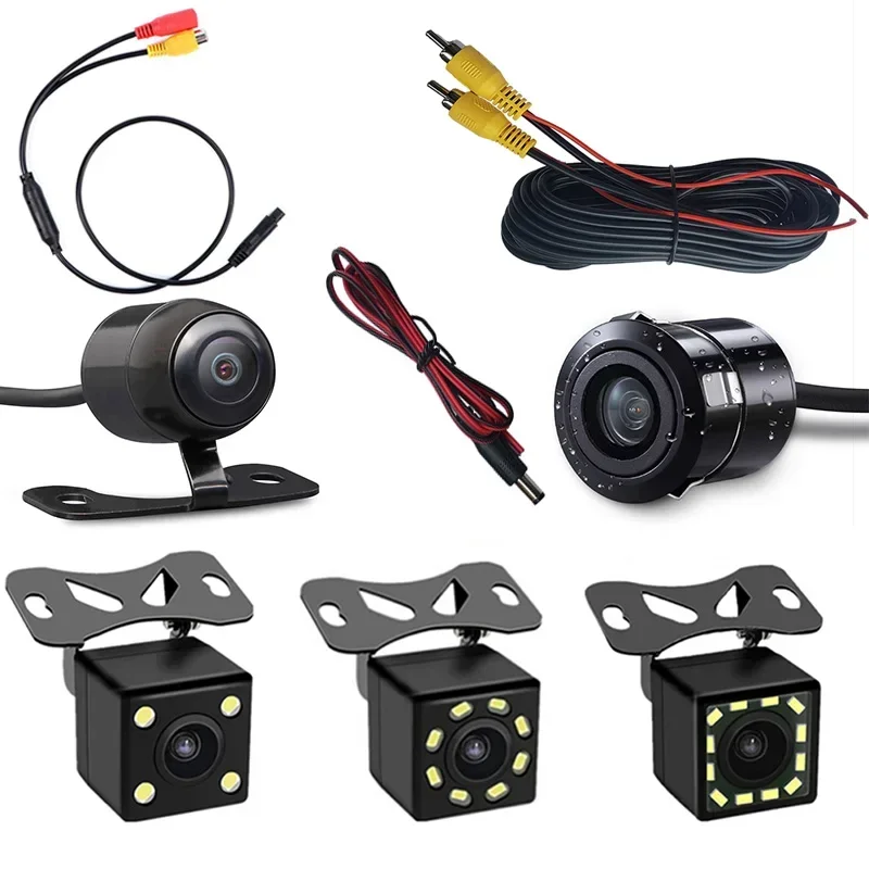 4LED/8LED/12LED Car Rear View Camera Wide Angle HD Night Vision Reversing Waterproof Backup Parking Reverse Power Cable