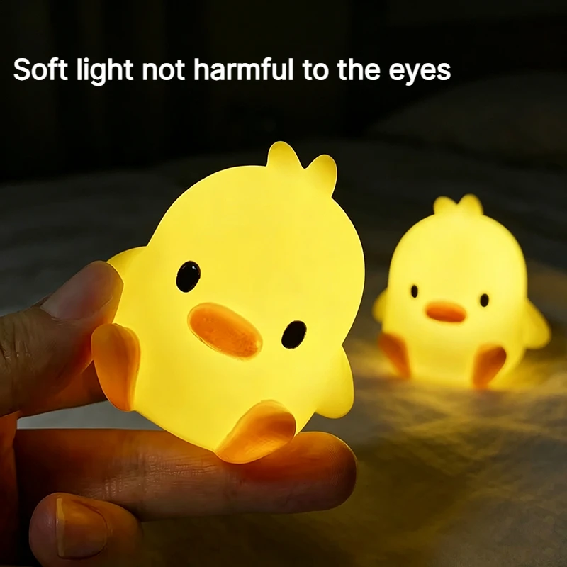 Cartoon Yellow Duck Night Light Animal Night Lamp Battery Operated Bedroom Bedside Small Ornaments Living Room Desk Decoration