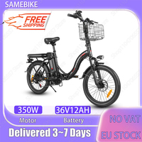 SAMEBIKE CY20 Foldable Electric Bicycle 350W Motor 36V12AH Battery City Travel E-bike Adult 20 Inch Tire 7 Speed Electric Bike