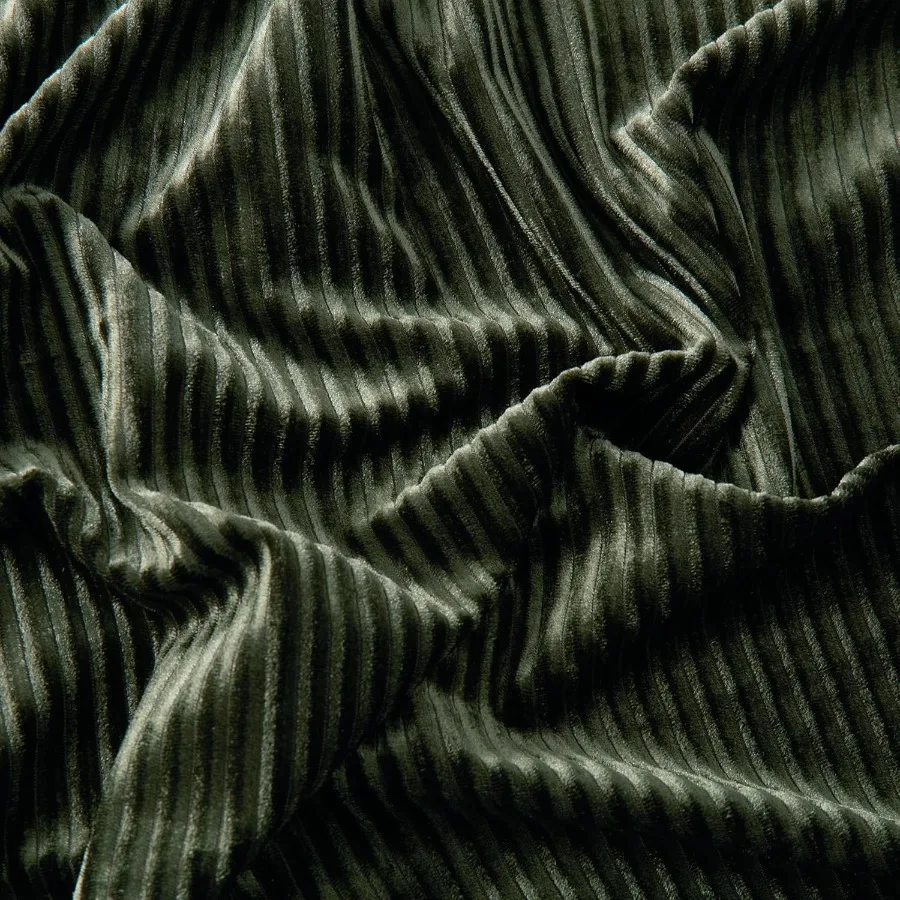 63 Tessuto elasticizzato in velluto plissettato largo verde oliva tagliato per abito, costume, federa, cuscino, copridivano artigianale, cucito fai da te