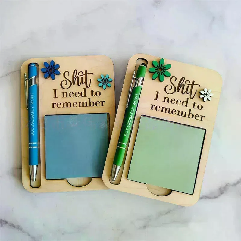 

The Shit I Need To Remember Sticky Note Holder,Funny Wooden Memo Pad Organizer,Little Reminders Sticky Note Holder