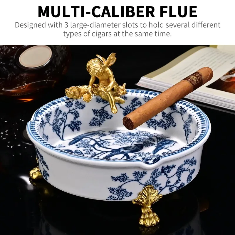 Personalized ceramic cigar ashtray, European gold edged hotel decoration