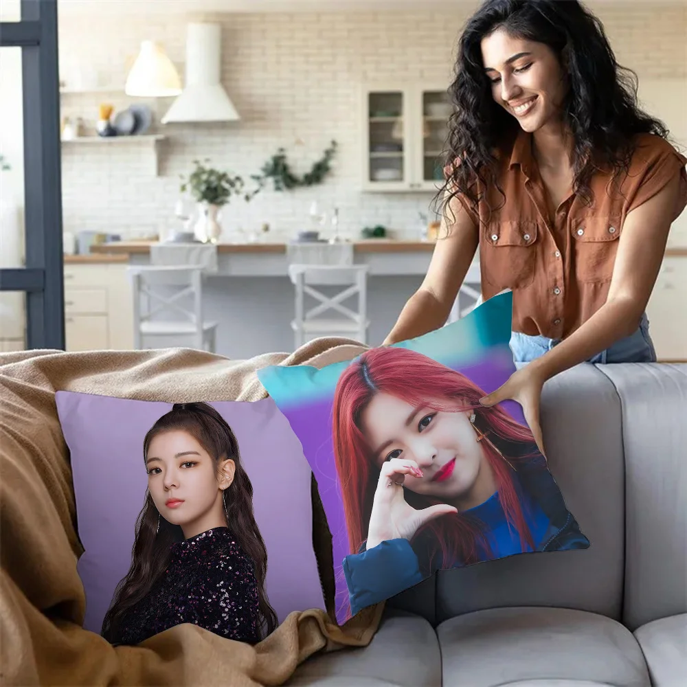 ITZY Pillow Covers Cartoon Sofa Decorative Home Double-sided Printing Short Plush Cute Cushion Cover