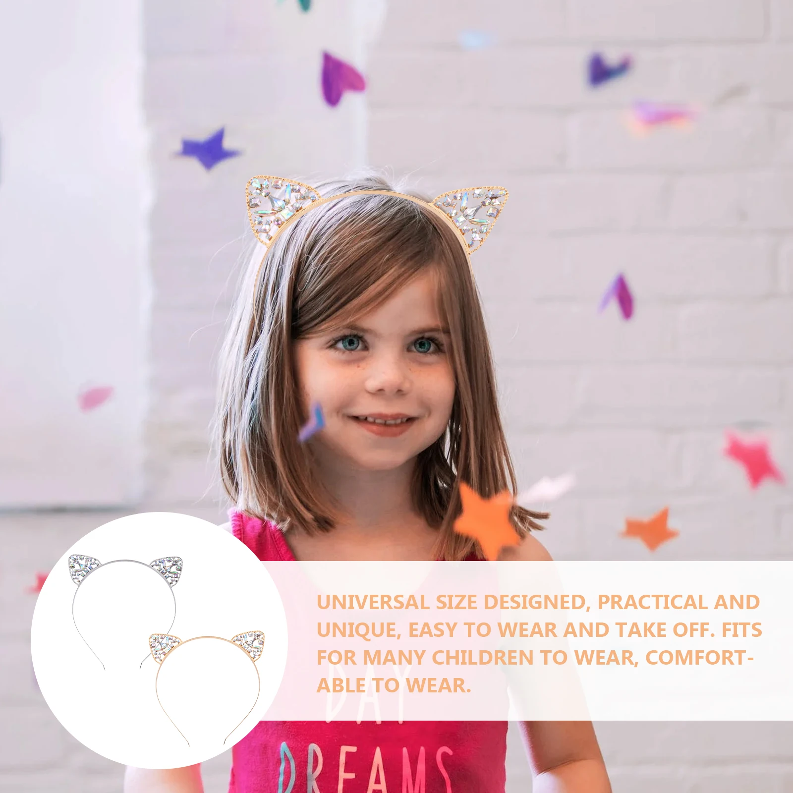 

2 шт., обруч для волос с кошачьими ушками, блестящая повязка на голову, вечерние аксессуары для детского костюма для девочек, повязка для волос с кошачьими ушками, вечерние повязка для волос