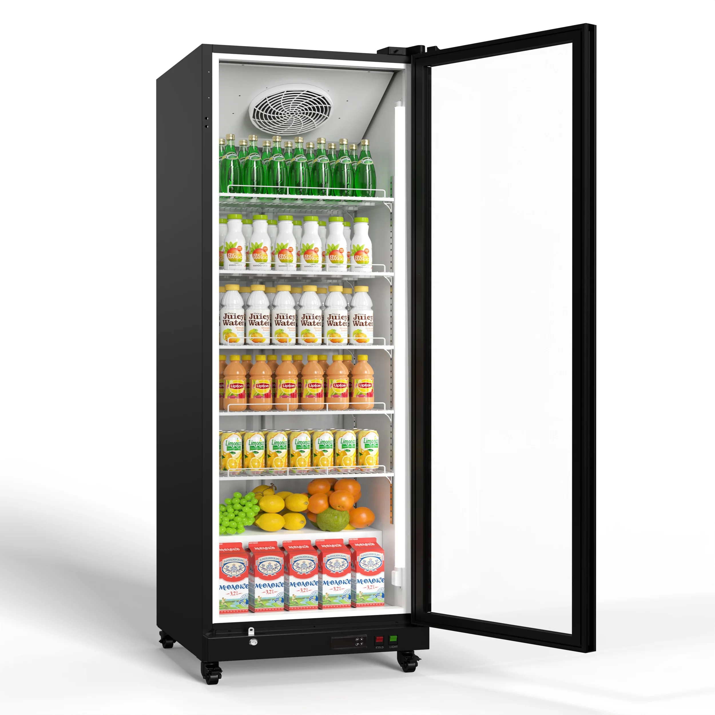 Yeego 350L Upright Commercial Display Refrigerator Glass Door Beverage Cooler 115V 60Hz ETL DOE Certified Compressor Cooling For Shop Cafe Bar