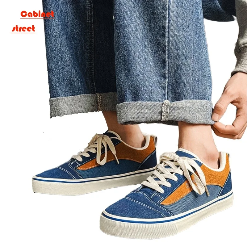 

Men's Canvas Men Casual Vulcanize Shoes Low Top Mesh Lacing Wear Resistant Breathable Harajuku Men's Sports Korean Fashion