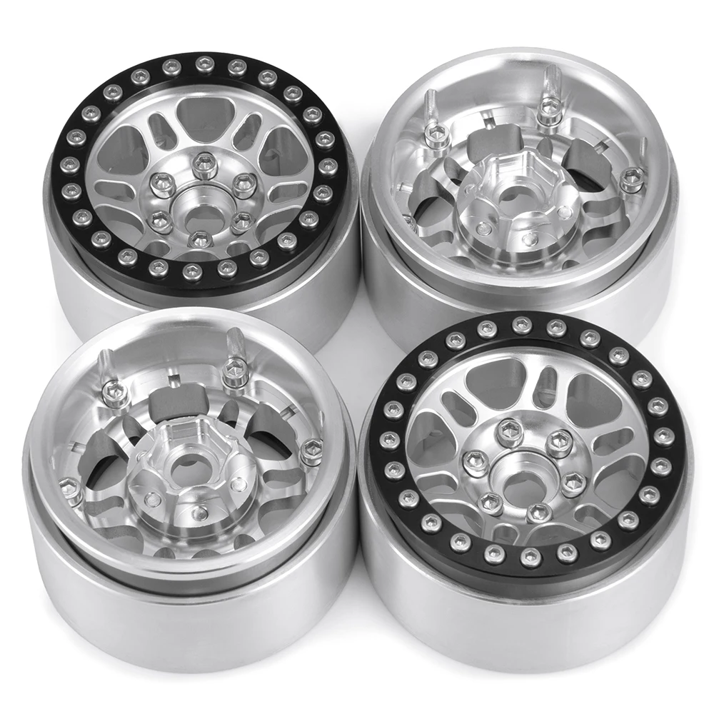 YEAHRUN 1/4Pcs 1.9 inch Aluminum Alloy Beadlock Wheel Rims for Axial SCX10 TRX-4 1/10 RC Crawler Car Truck Model Upgrade Parts