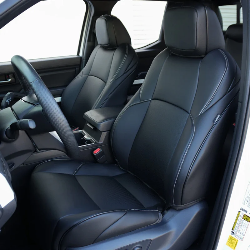 Maßgefertigte Autositzbezüge aus PU-Leder für 2024 2025 Toyota Tacoma Benzin Doppelkabine SR SR5 TRD Sport TRD Off-Road Limited 5-Sitzer – Detail 3