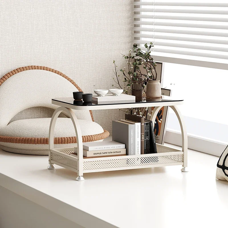 Bay window small table bedroom household tatami glass small coffee table Internet celebrity cream wind bed table study