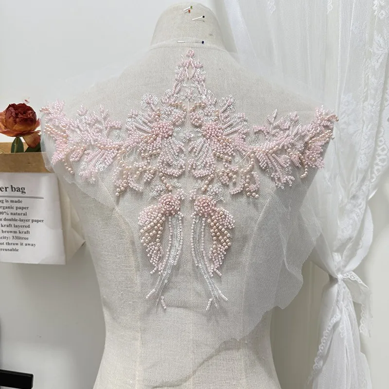 

Heavy - duty Bead and Pipe Embroidery Lace Sequin Flower Pieces for Wedding Dresses and Clothing Decoration DIY Materials