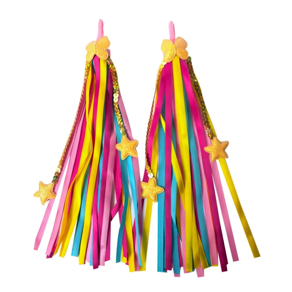 1pair Sparkly Ribbon Style Bike Streamers Lightweight Playful Handlebar Streamers Colorful Bike