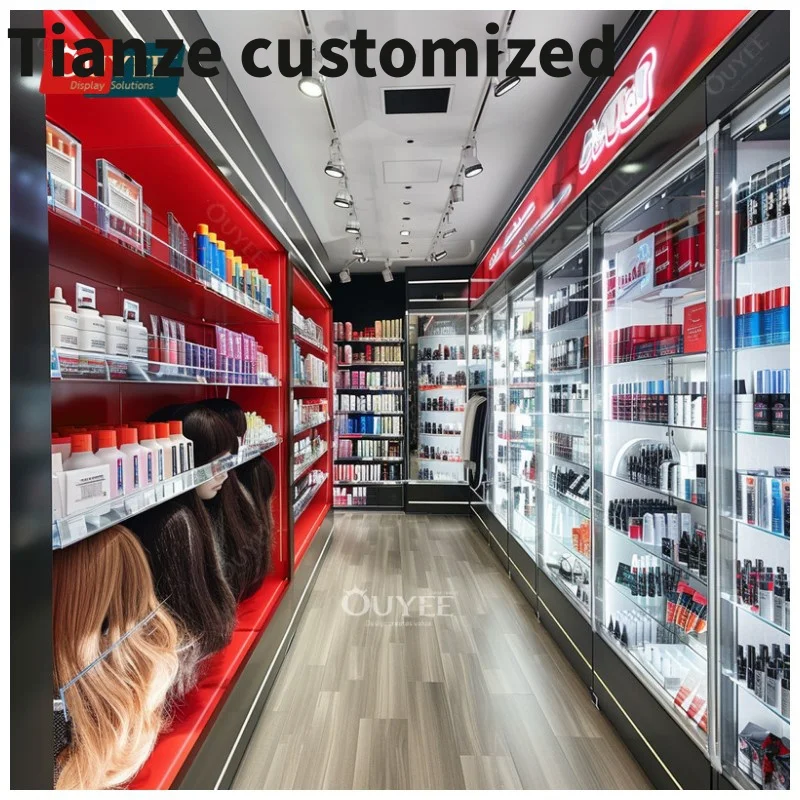 

Customized-cheaper wig retail display makeup stand cosmetic perfume display rack high end retail beauty supply gondola