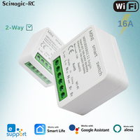 2 Way Smart WiFi Switch Ewelink APP Remote Control Breaker Module 100-240V 16A Wireles Light Switch Works with Alexa Google Home