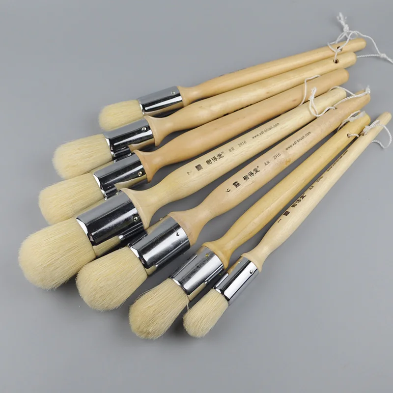 Bristle Hair Paint Brush Set High Elasticity Oil Painting Large Round Acrylic Painting Brush Wall Painting Brushes Supplies Etui