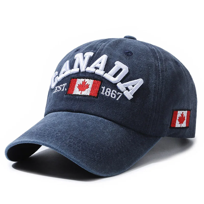 Vintage Canada Embroidery Baseball Cap with Maple Flag Patch - Lightweight and Adjustable Sun Hat for Women and Men