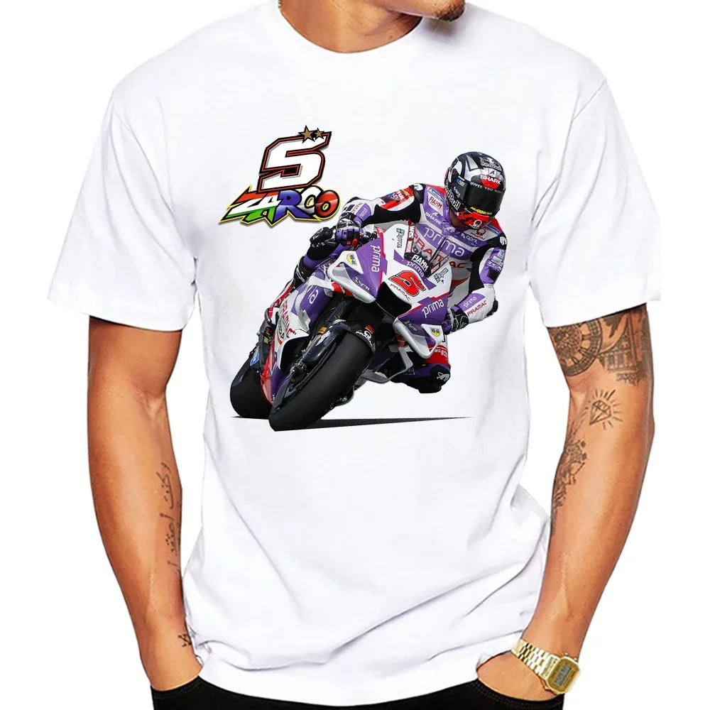 Johann Zarco 5 Rider T-Shirt Summer Men Short Sleeve Hip Hop Casual Tees Cool Boy Motorcycle Race Riding Sport TShirt White Tops