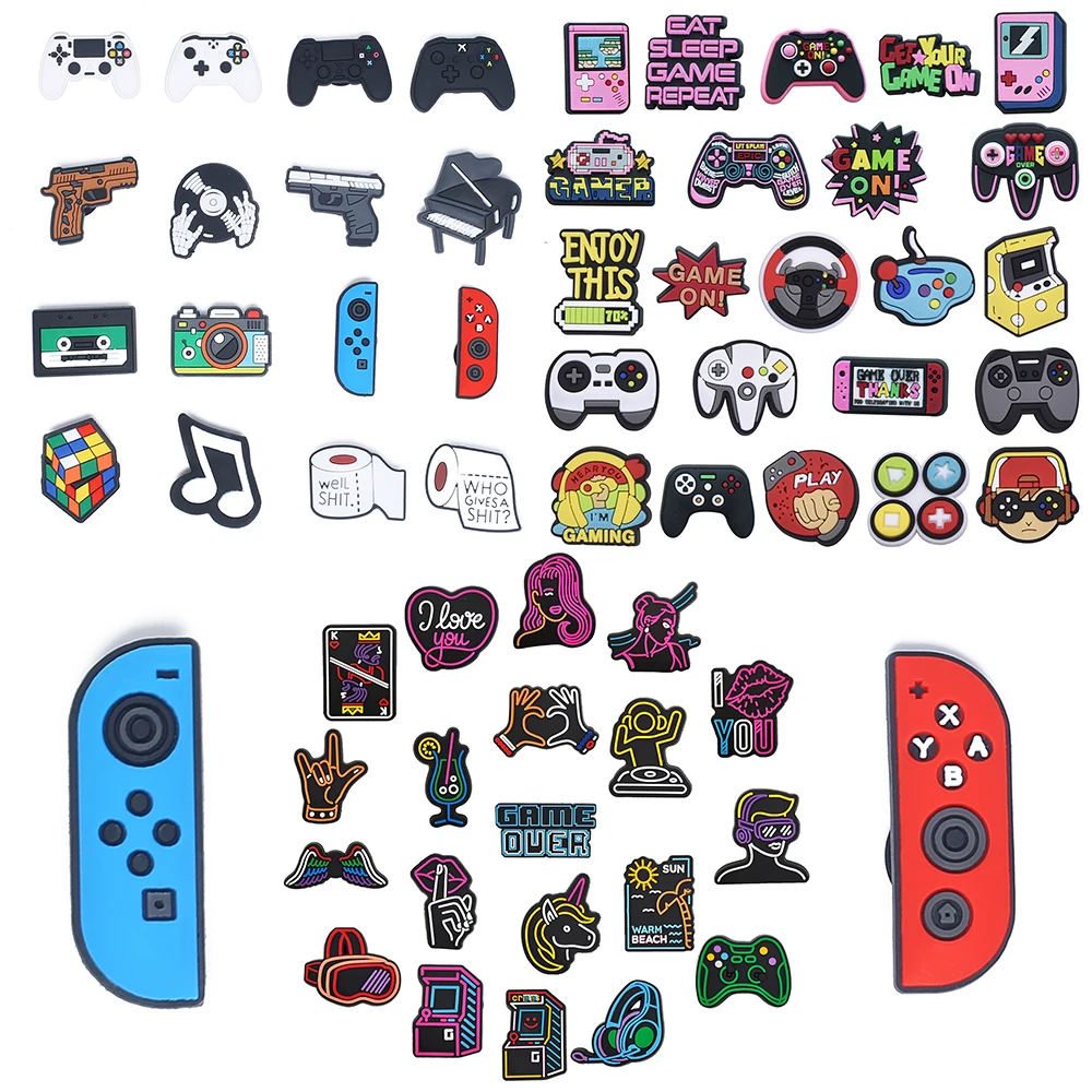 16-23pcs Game Cartoon Series Shoe Charms For Slides Sandals, PVC Shoe Decorations Accessories For Friend Party Gifts