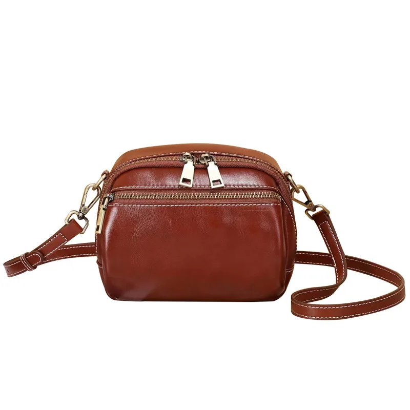 

The first layer of cowhide women's bag 2024 new high-grade feeling crossbody bag niche fashion leather shoulder bag