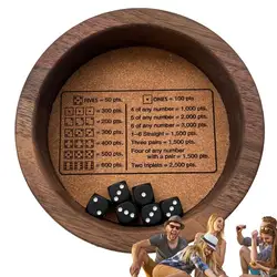 Farkle Classic Dice Game Wooden Sturdy Dice Tray For Farkle Dice Game Secure Edges Avoid Dice Rolling Off Standard Game Dice For