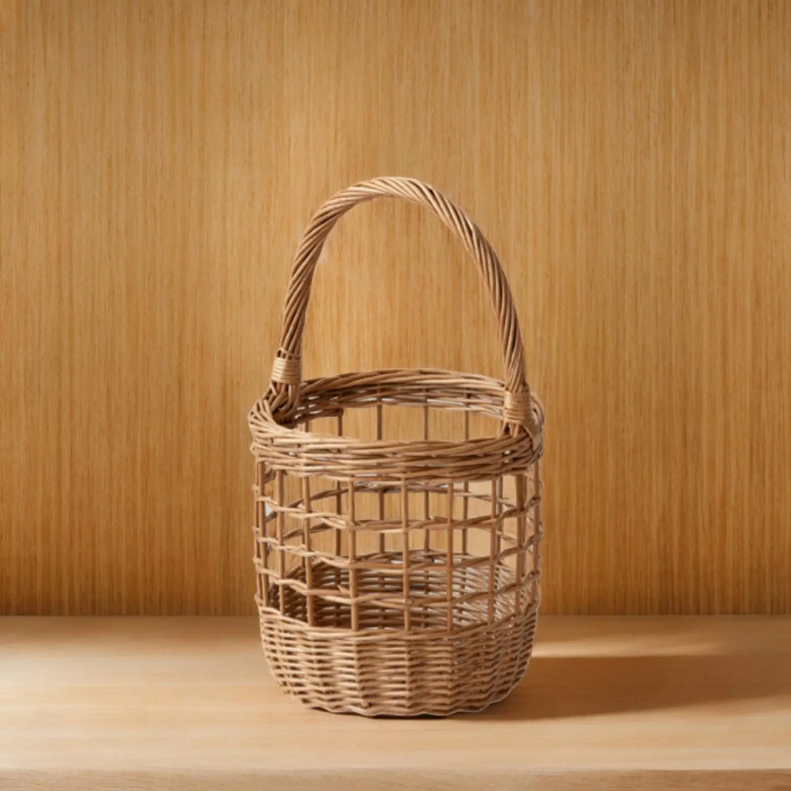 

Hand Woven Basket Fruit Basket Multipurpose Farm Picnic Basket with Handle for Snacks Fruits Bread Pastry