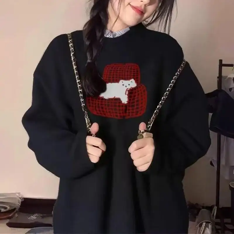 

Модная толстовка из плюша с эффектом лисьего меха для женщин, новая, милая, универсальная, повседневная, уютная, на флисовой подкладке, с графическим принтом, для ранней весны