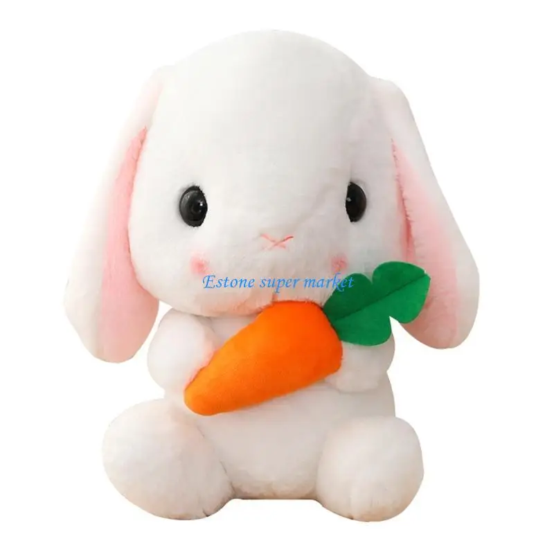 

090B Plush Figure Toy Lop Ear Bunny for Doll Stuffed Animal Cushion for Sofa Office New Year Ornament Women Girl Figur