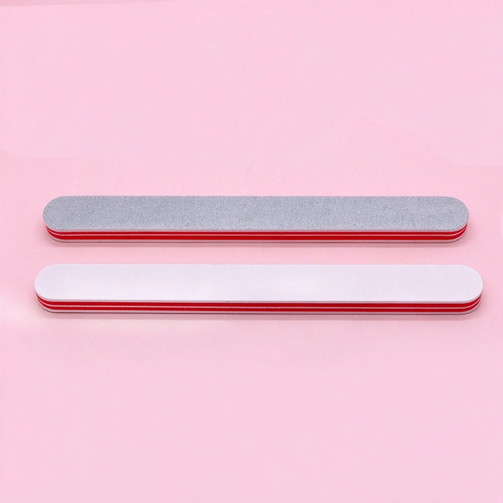 50Pcs/Bag Nail File Double Side Sanding Strip Straight Red Core Nail Buffer Files Professional Manicure Polishing Nail Care Tool