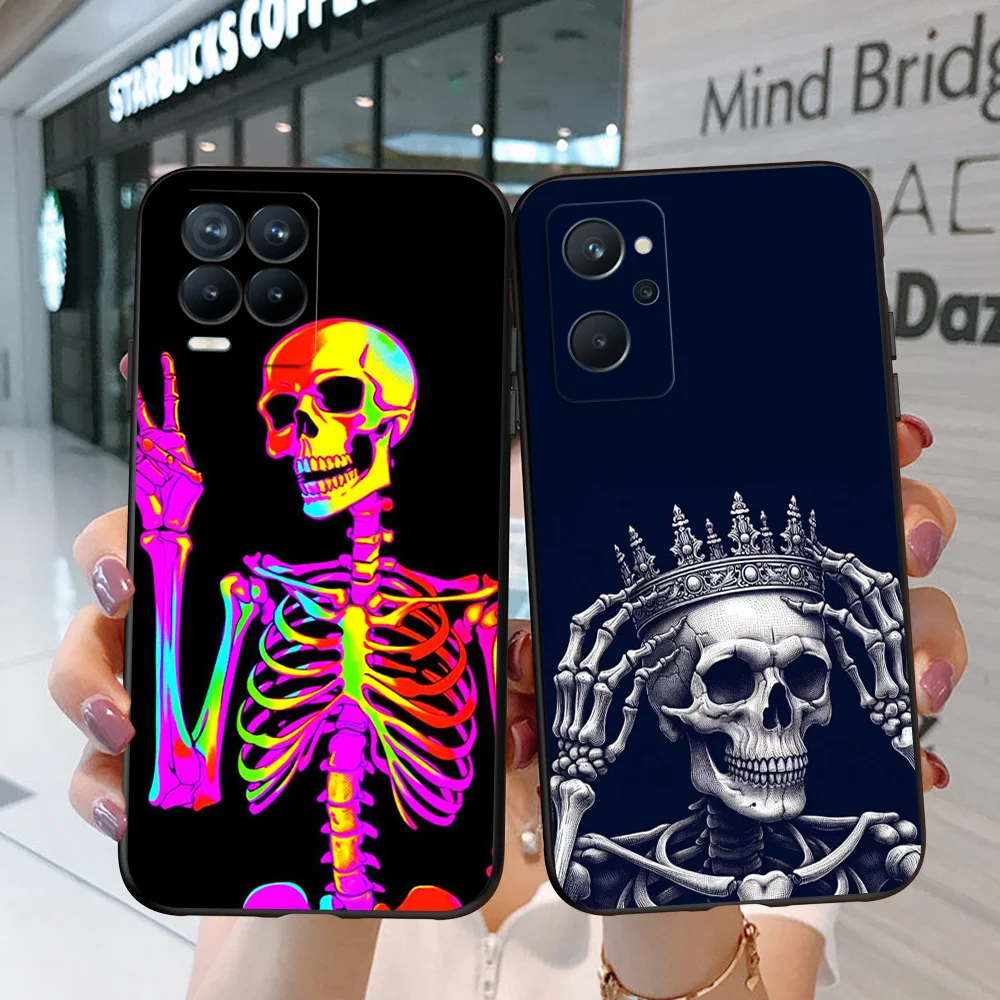 Black Tpu Case For Realme 2 3 3i 5i 5s 6s 7i 6 7 8 8i pro 4g 5g cover Legend Skull Art